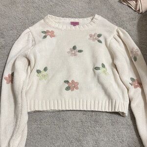 Miami for Francesca’s Embroidered Cream Sweater
